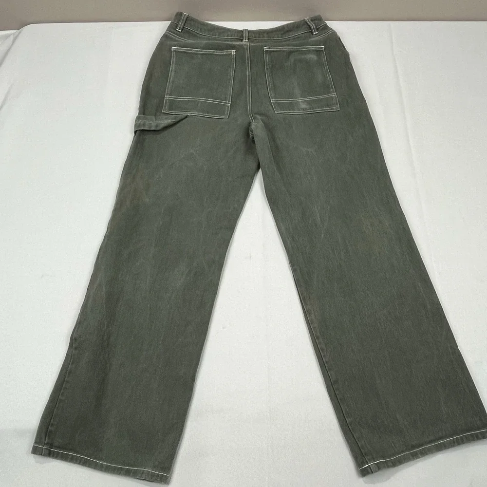 RSQ Y2K Baggy Green Denim‎ Pants Mens Size L 30x30 Carpenter Jeans